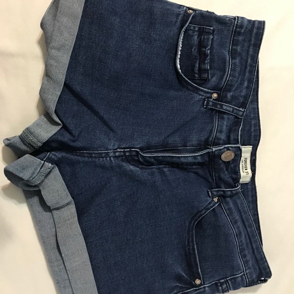 Forever 21 Dark Navy High Wasted Jean Shorts